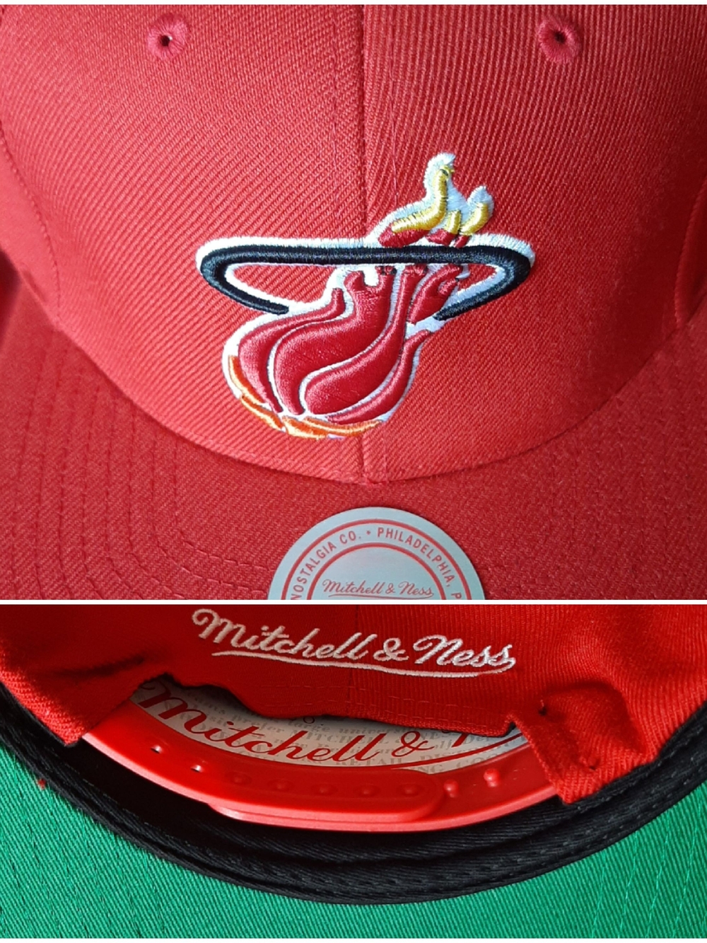 Mitchell & Ness Red Miami Heat Logo Snapback Hat